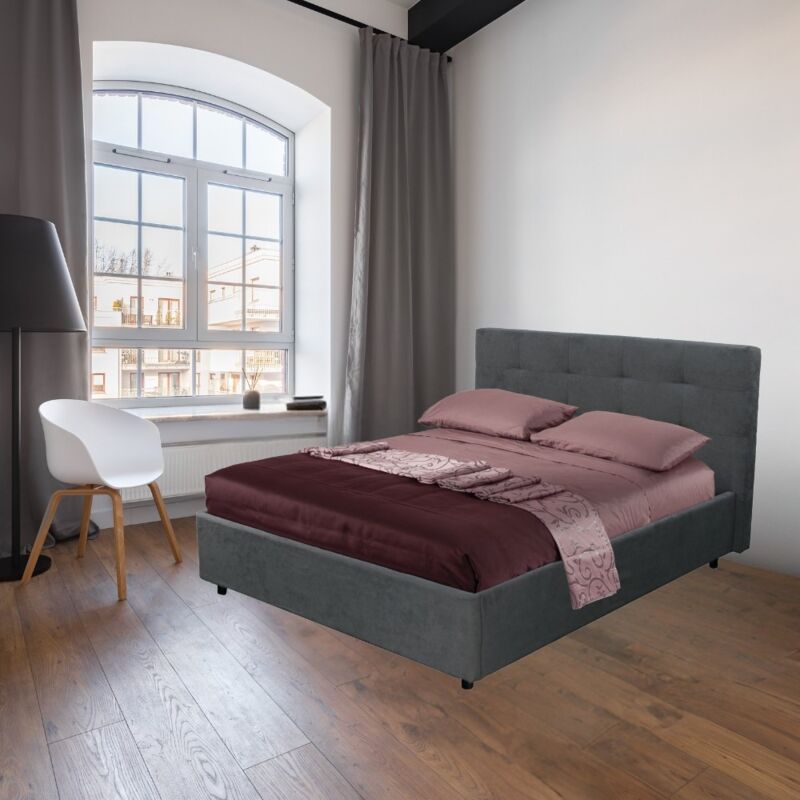 foto del prodotto letto matrimoniale contenitore ascoli 182x210x110h tessuto colore ash grigio