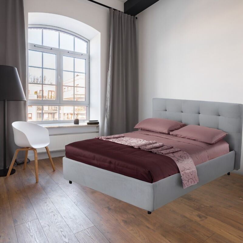 foto del prodotto letto matrimoniale contenitore ascoli 182x210x110h tessuto colore grigio chiaro