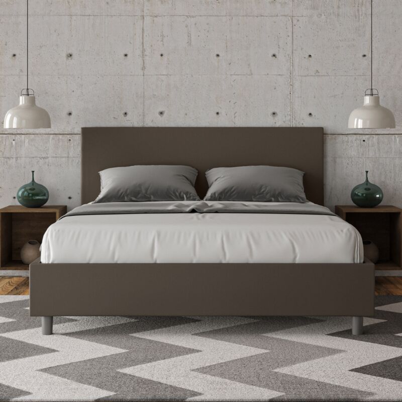 foto del prodotto letto matrimoniale contenitore imbottito 160x190 similpelle cappuccino adele