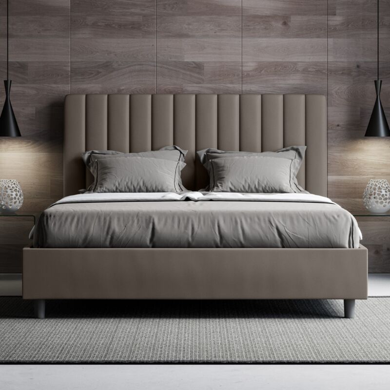 foto del prodotto letto matrimoniale contenitore imbottito 160x190 similpelle cappuccino agueda