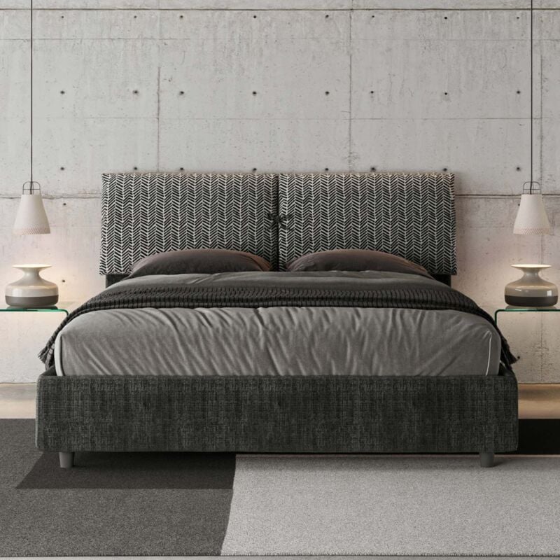 foto del prodotto letto matrimoniale contenitore imbottito 160x190 tessuto aragona 8 blu mados