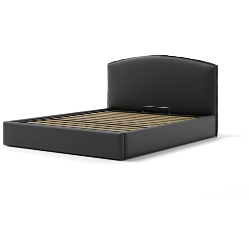 foto del prodotto letto matrimoniale contenitore moon in ecopelle nero 160x190 cm