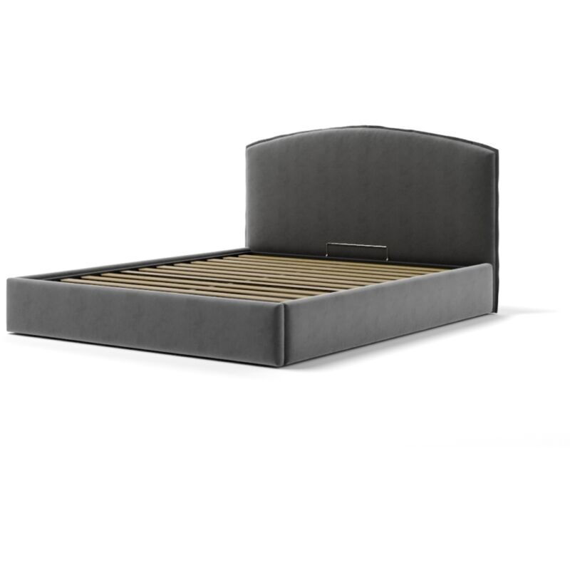 foto del prodotto letto matrimoniale contenitore moon in tessuto grigio 160x190 cm