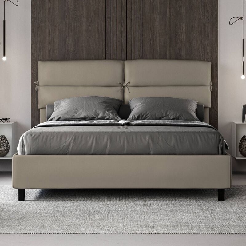 foto del prodotto letto matrimoniale contenitore nandy tortora con rete a doghe