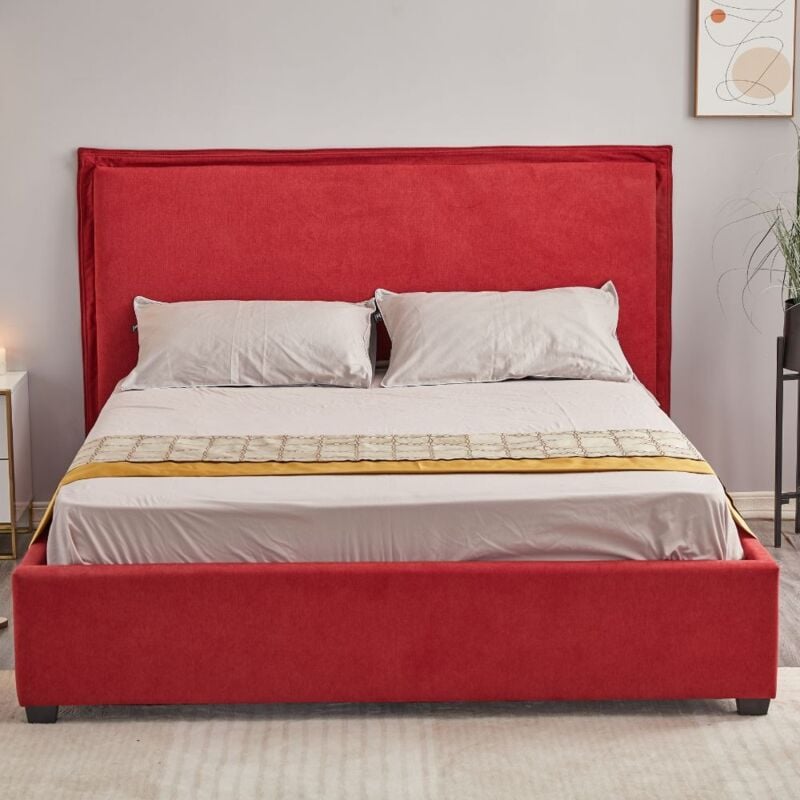 foto del prodotto letto matrimoniale contenitore neso colore rosso