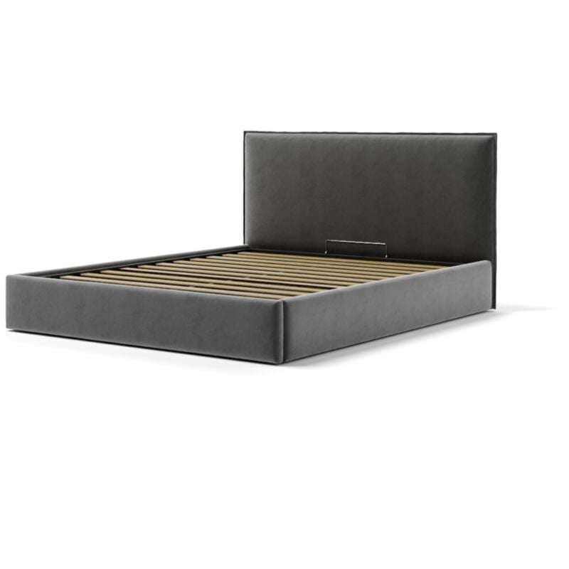 foto del prodotto letto matrimoniale contenitore zoom in tessuto grigio 160x190 cm