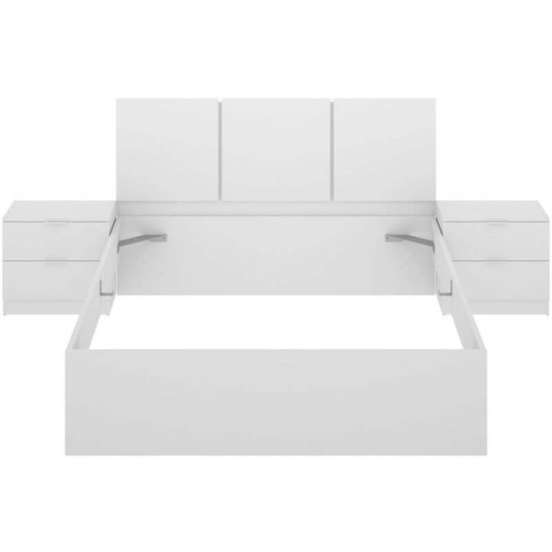 foto del prodotto letto matrimoniale dalvra, sommier per camera da letto, giroletto per stanza, struttura porta materasso, 267x205 h96 cm, bianco dmora