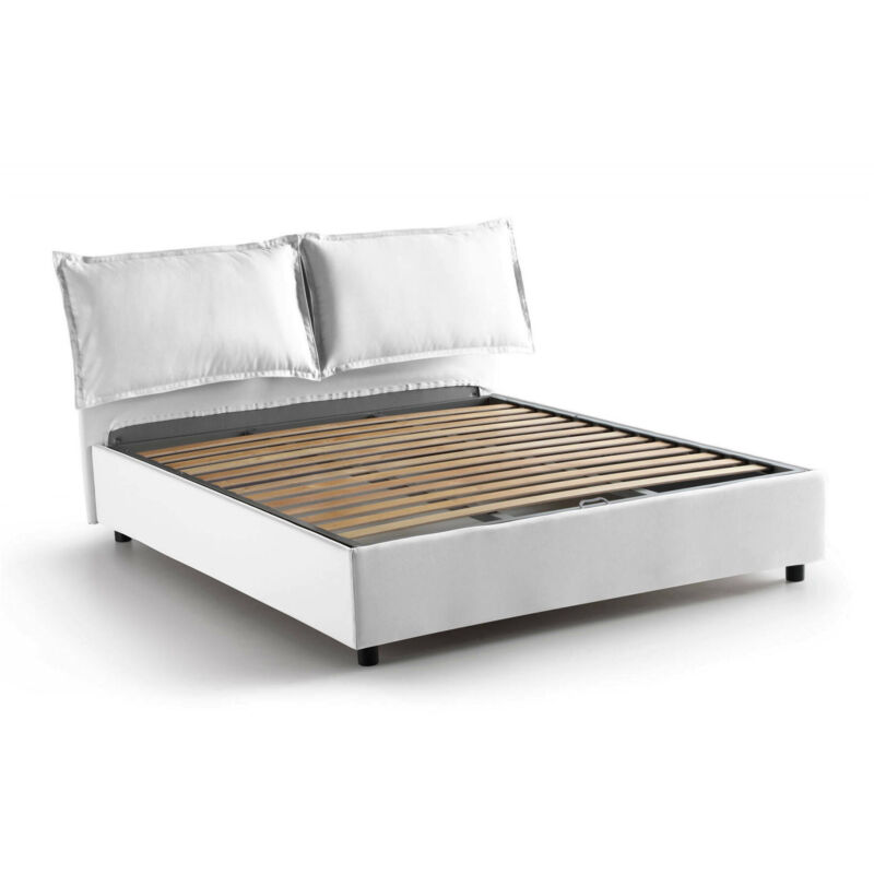 foto del prodotto letto matrimoniale deborah, letto contenitore con rivestimento in tessuto, 100 made in italy, apertura frontale, adatto per materasso cm 160x190,