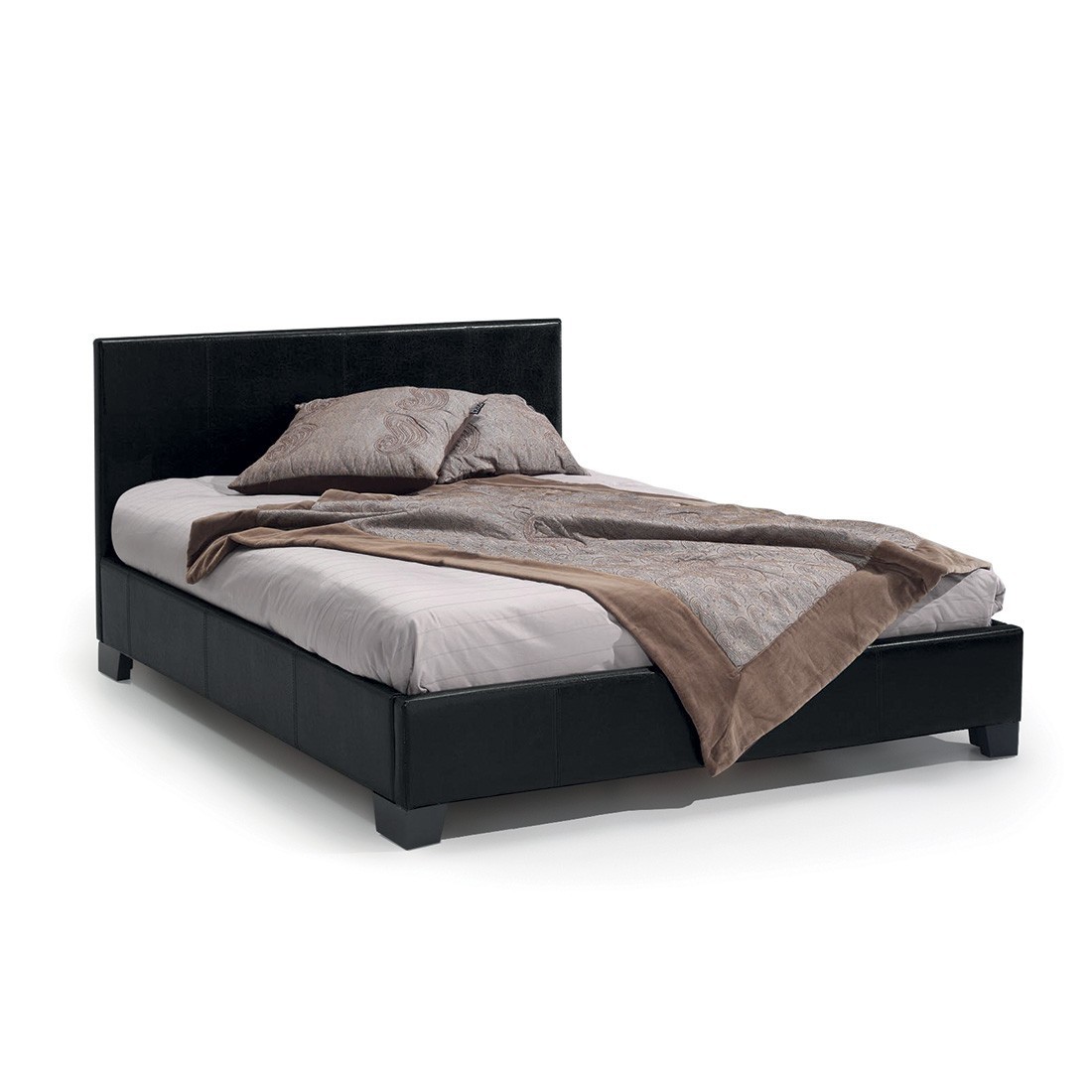 foto del prodotto letto matrimoniale design nero per adulti collezione roma, 140x200 cm, rete inclusa