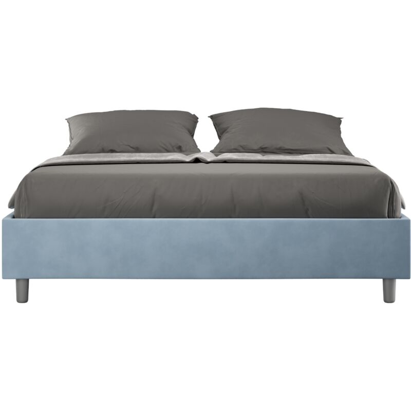 foto del prodotto letto matrimoniale e rete 160x190 in microfibra azzurro azelia