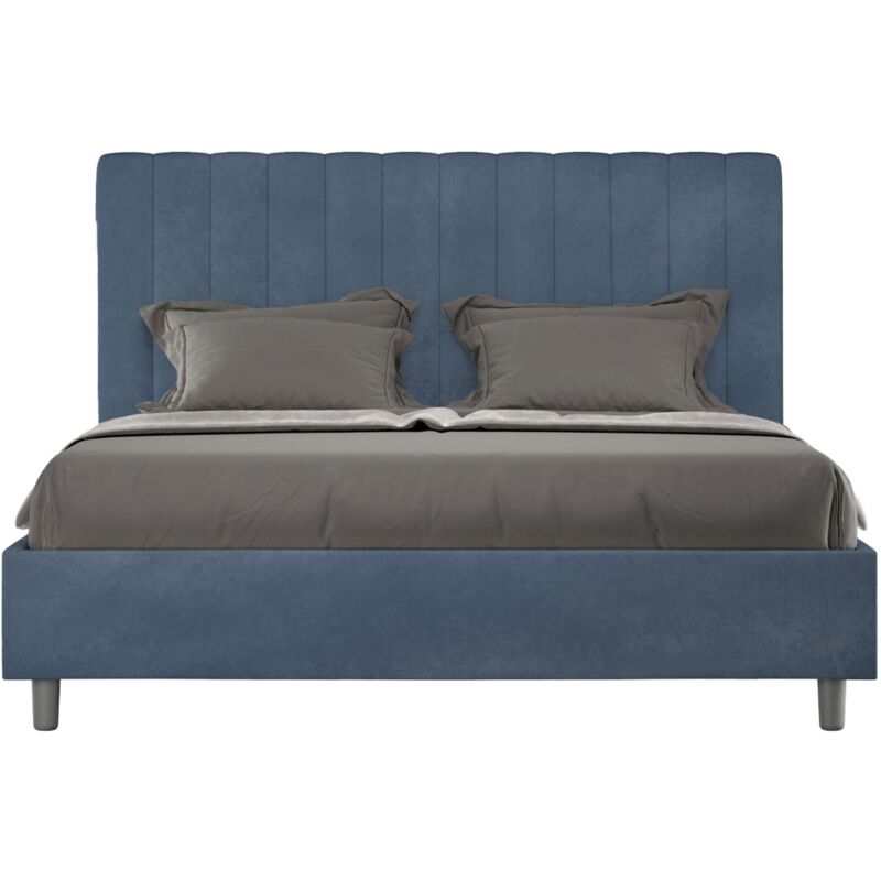 foto del prodotto letto matrimoniale e rete 160x190 in microfibra blu agueda