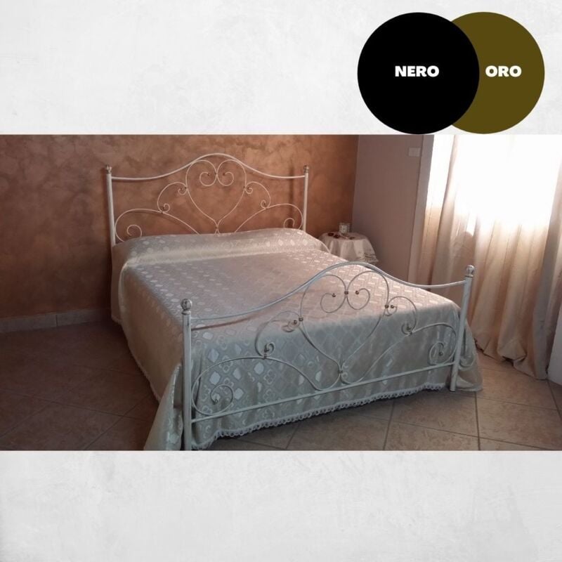 foto del prodotto letto matrimoniale ferro battuto papavero colore nero oro