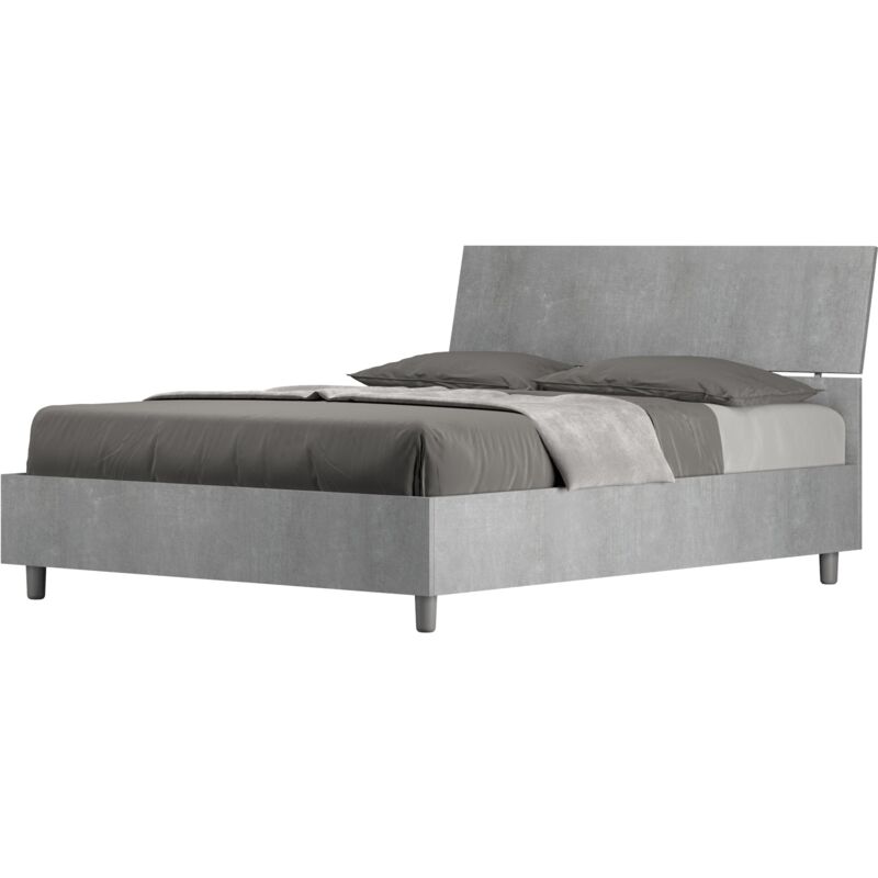 foto del prodotto letto matrimoniale francese 140x190 cm senza rete demas testata inclinata cemento