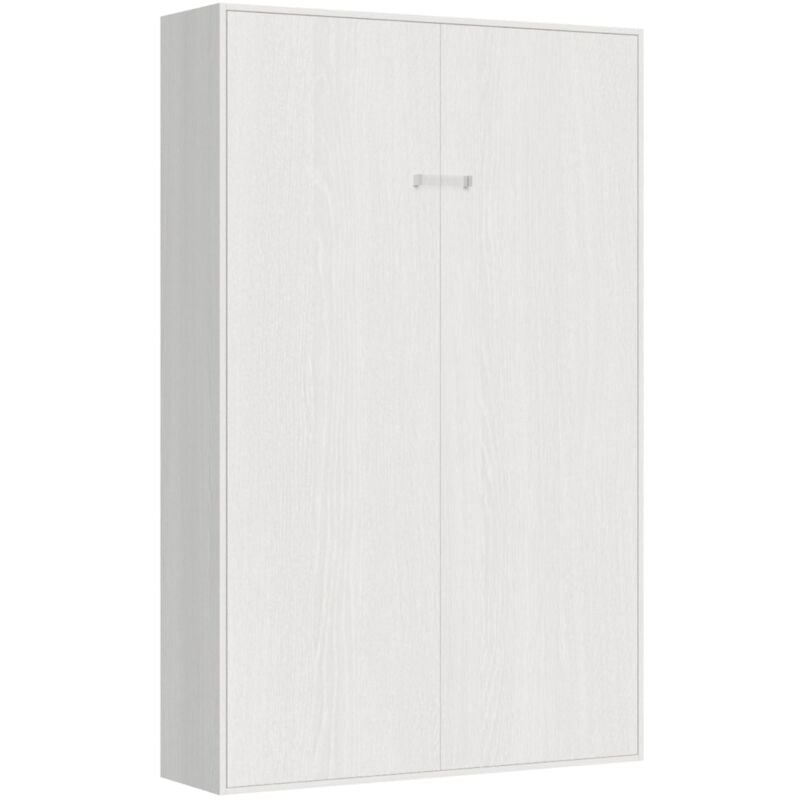 foto del prodotto letto matrimoniale francese a scomparsa 140 verticale con colonna - kentaro - colore bianco frassino