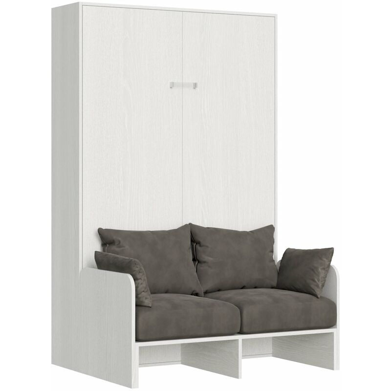 foto del prodotto letto matrimoniale francese a scomparsa salvaspazio con sof kentaro h210 cm bianco