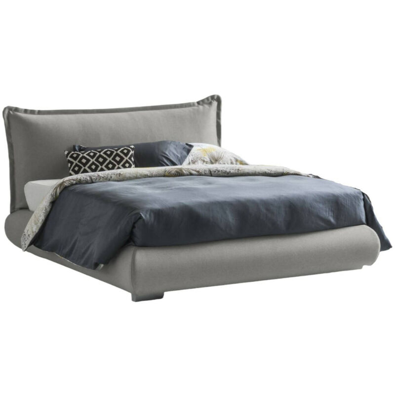 foto del prodotto letto matrimoniale geras, letto contenitore con rivestimento e testata in tessuto, 100 made in italy, apertura frontale, adatto per materasso