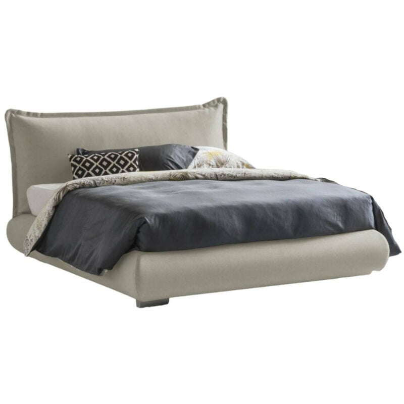 foto del prodotto letto matrimoniale ilenia, letto contenitore con rivestimento e testata in tessuto, 100 made in italy, apertura frontale, adatto per materasso