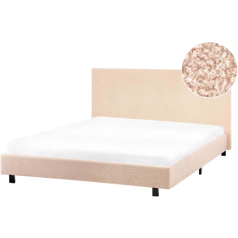 foto del prodotto letto matrimoniale imbottito boucl 140 x 200 cm con rete e testata beige albi