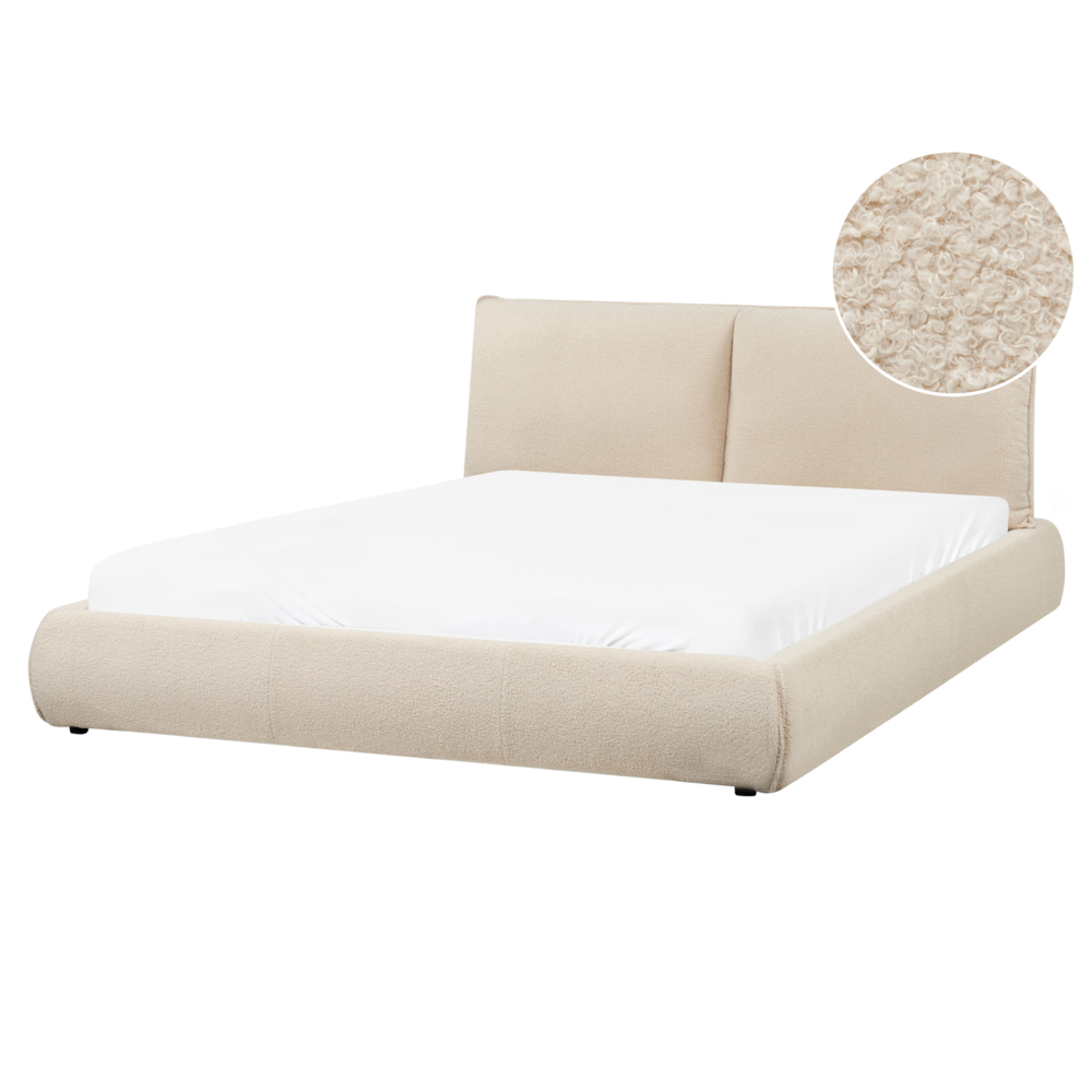 foto del prodotto letto matrimoniale imbottito in tessuto boucle beige chiaro 160x200 cm stile moderno