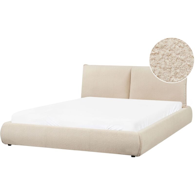 foto del prodotto letto matrimoniale imbottito in tessuto boucle beige chiaro 160x200 cm vinay