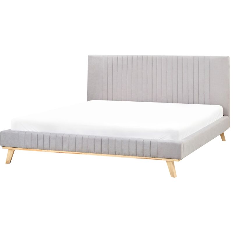 foto del prodotto letto matrimoniale in ciniglia grigio chiaro 180 x 200 cm talence
