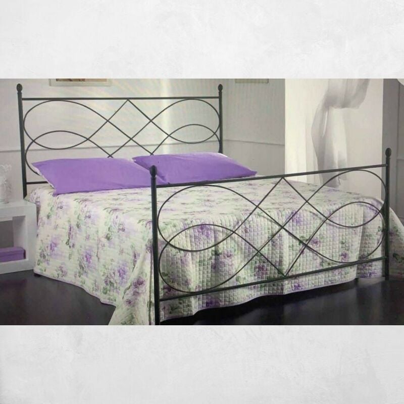 foto del prodotto letto matrimoniale in ferro battuto colore antracite margherita
