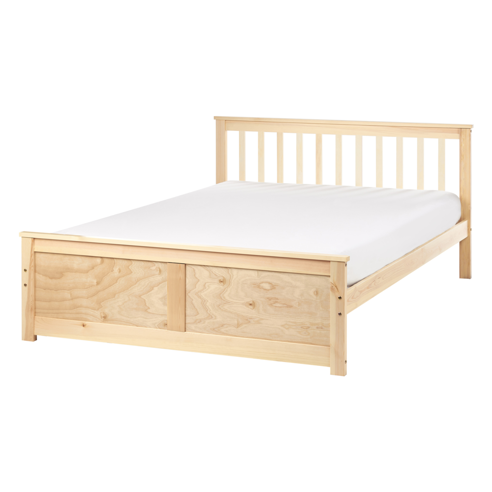 foto del prodotto letto matrimoniale in legno di pino chiaro con rete a doghe 140 x 200 cm stile minimalista