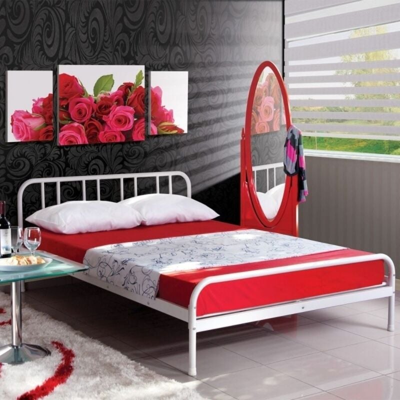 foto del prodotto letto matrimoniale in metallo genoa colore bianco