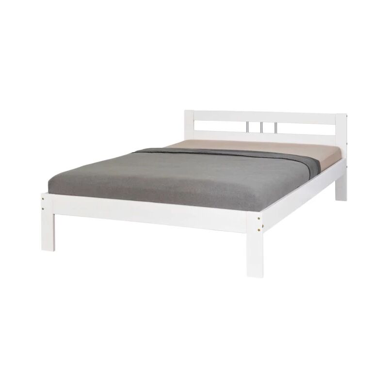 foto del prodotto letto matrimoniale in pino bianco 140x200 cm