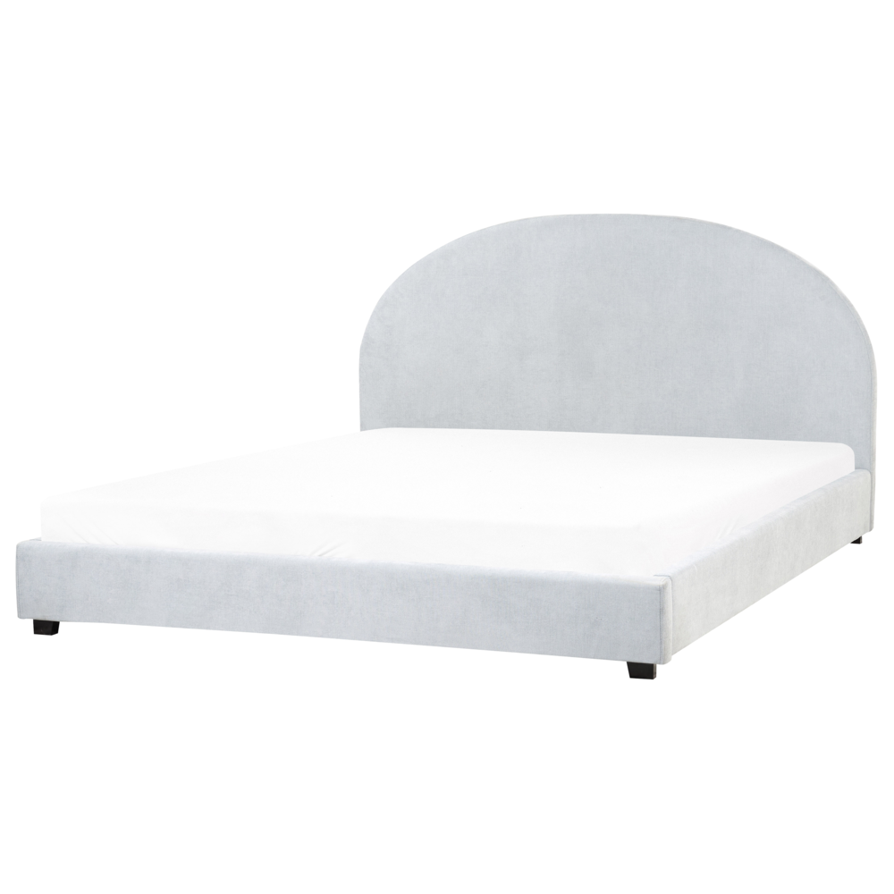 foto del prodotto letto matrimoniale in tessuto azzurro 180 x 200 stile retr minimalista