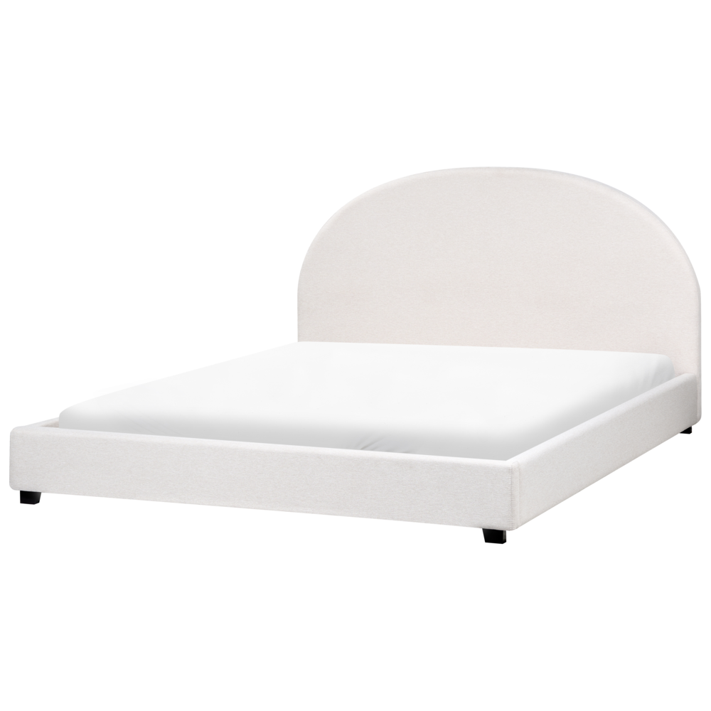 foto del prodotto letto matrimoniale in tessuto bianco sporco 180 x 200 stile retr minimalista