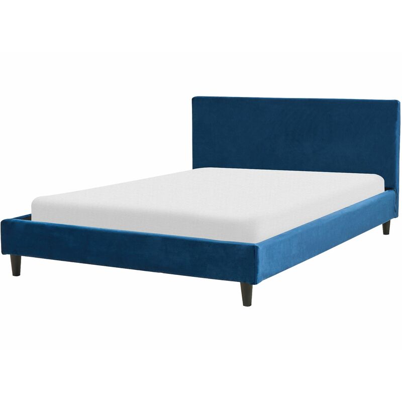 foto del prodotto letto matrimoniale in tessuto blu con rete a doghe 140 x 200 cm fitou