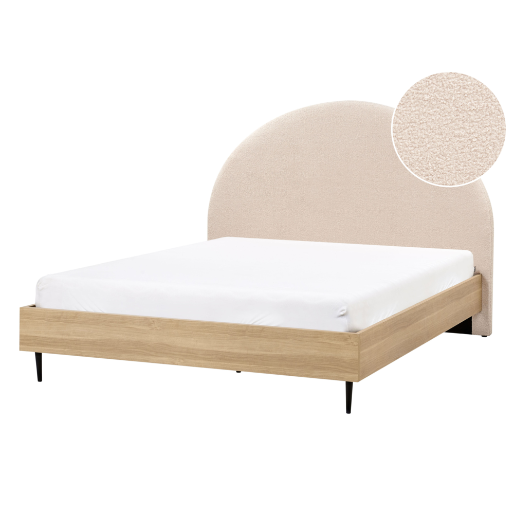 foto del prodotto letto matrimoniale in tessuto boucl beige con rete 140 x 200 cm camera da letto in stile moderno