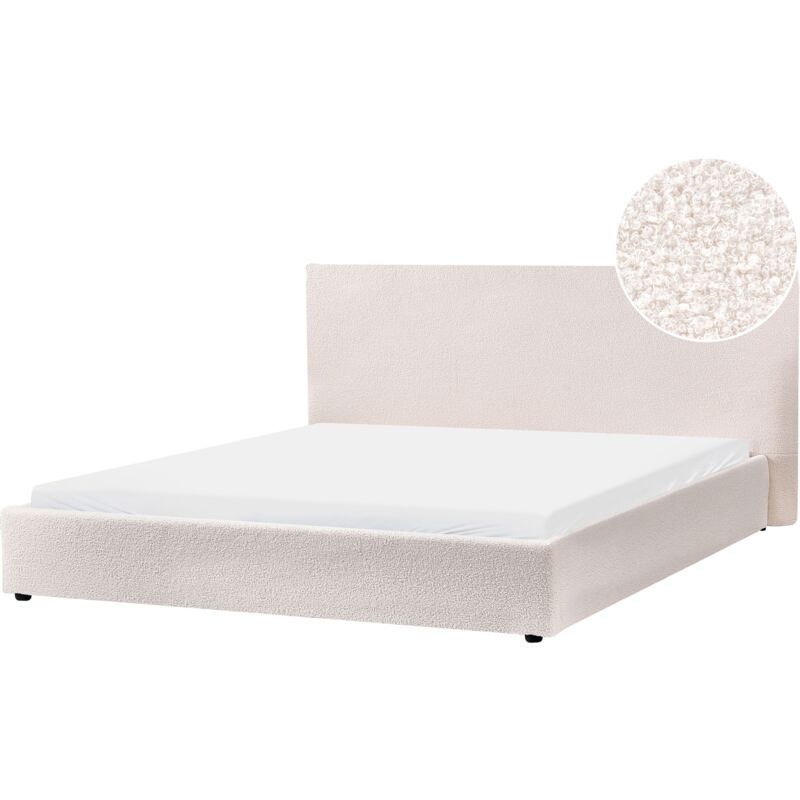 foto del prodotto letto matrimoniale in tessuto boucl bianco sporco 180 x 200 cm lavaur