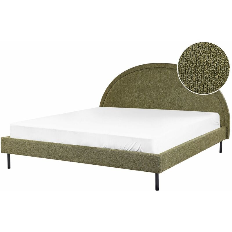 foto del prodotto letto matrimoniale in tessuto boucl verde imbottito con base a doghe 180 x 200 cm margut