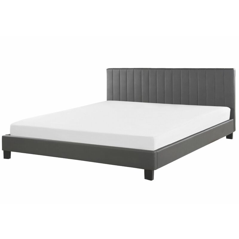 foto del prodotto letto matrimoniale king size 180x200 cm grigio scuro con testata poitiers