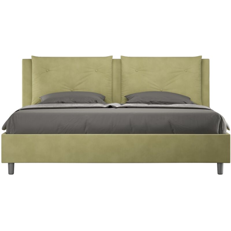 foto del prodotto letto matrimoniale king size rivestito in microfibra appia dimensione rete 180x200 tipologia letto senza rete colore t verde