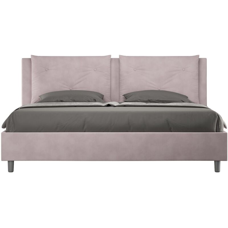 foto del prodotto letto matrimoniale king size rivestito in microfibra appia dimensione rete 200x200 tipologia letto senza rete colore glicine