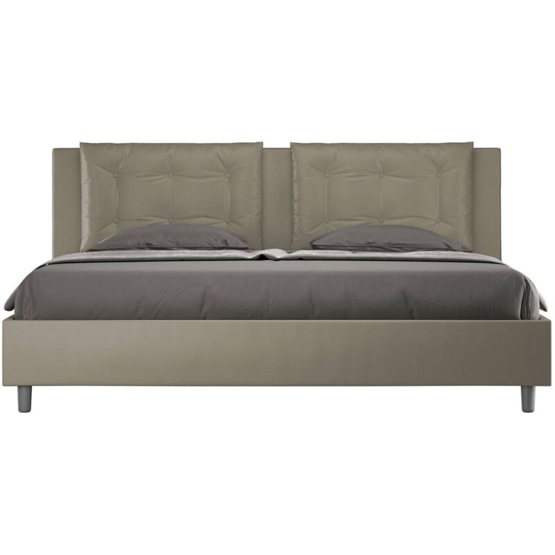 foto del prodotto letto matrimoniale king size rivestito in similpelle annalisa dimensione rete 200x200 colore cappuccino tipologia letto senza rete