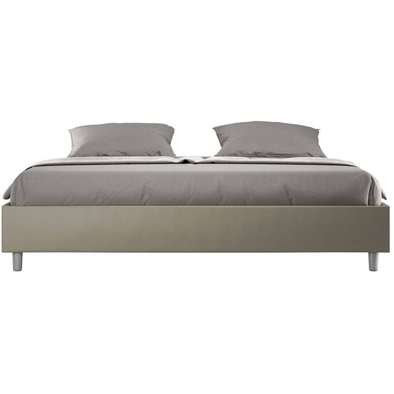 foto del prodotto letto matrimoniale king size rivestito in similpelle azelia colore cappuccino dimensione rete 180x200 tipologia letto con rete