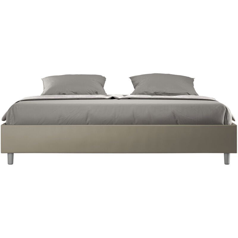 foto del prodotto letto matrimoniale king size rivestito in similpelle - azelia - dimensione rete 200x200 - tipologia letto senza rete - colore cappuccino