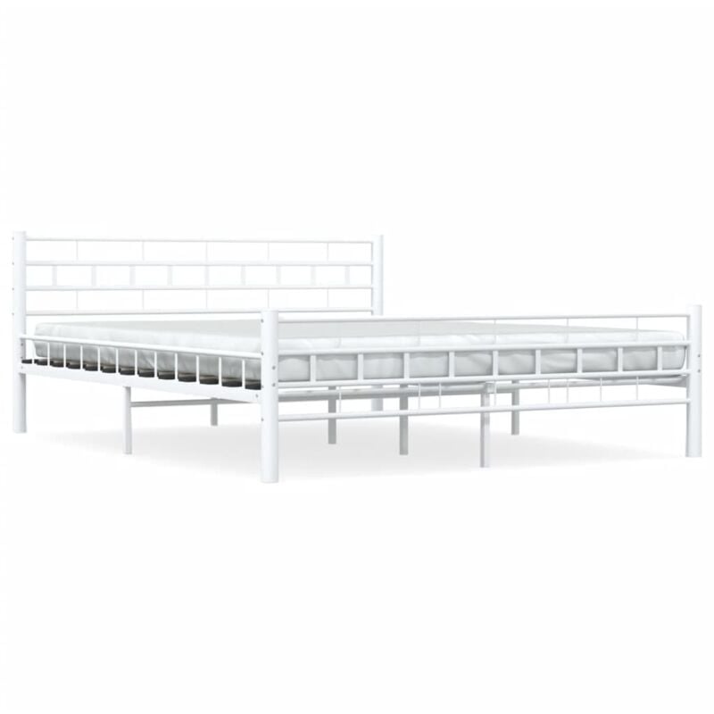 foto del prodotto letto matrimoniale moderno ,giroletto bianco in metallo 160x200 cm itd36533