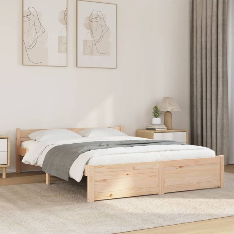 foto del prodotto letto matrimoniale moderno ,giroletto in legno massello 140x200 cm itd50102