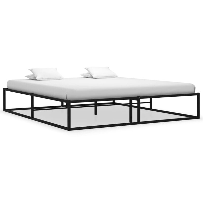 foto del prodotto letto matrimoniale moderno ,giroletto nero in metallo 140x200 cm itd53572