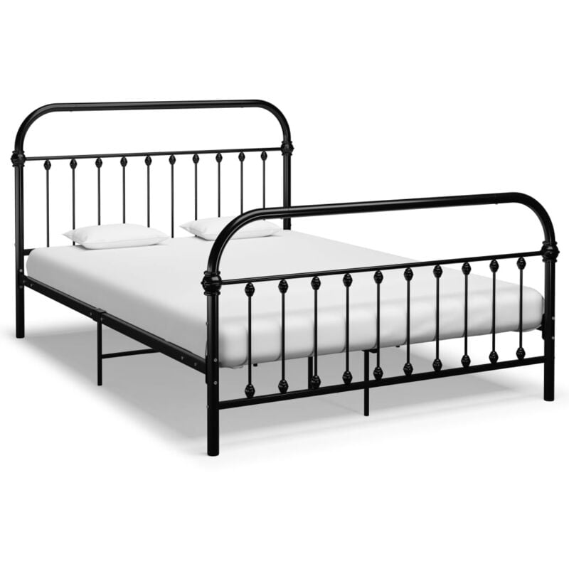 foto del prodotto letto matrimoniale moderno ,giroletto nero in metallo 160x200 cm itd80463