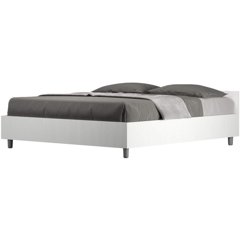 foto del prodotto letto matrimoniale nuamo colore bianco frassino dimensione rete 160x200 tipologia letto senza rete