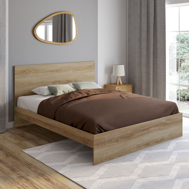 foto del prodotto letto matrimoniale omaha con testiera e base 160 x 200 cm in faggio