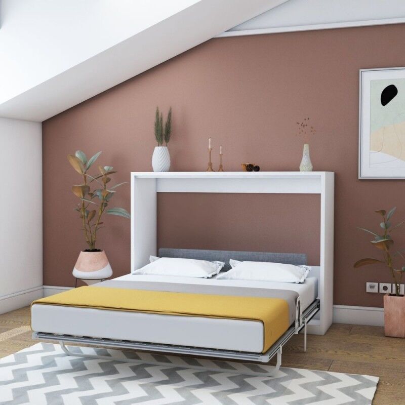 foto del prodotto letto matrimoniale pieghevole a scomparsa colore bianco 164x120h cm capsule