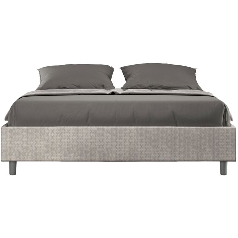 foto del prodotto letto matrimoniale rivestito in tessuto labirinto azelia tipologia letto senza rete dimensione rete 160x190 colore bianco