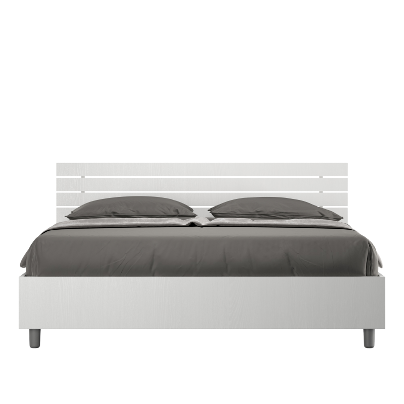 foto del prodotto letto matrimoniale senza rete 160x190 testata inclinata con doghe bianco frassino ankel